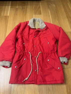 Vintage 70s 80s Sears Oakbrook Red Parka Jacket USA Quilted Coat